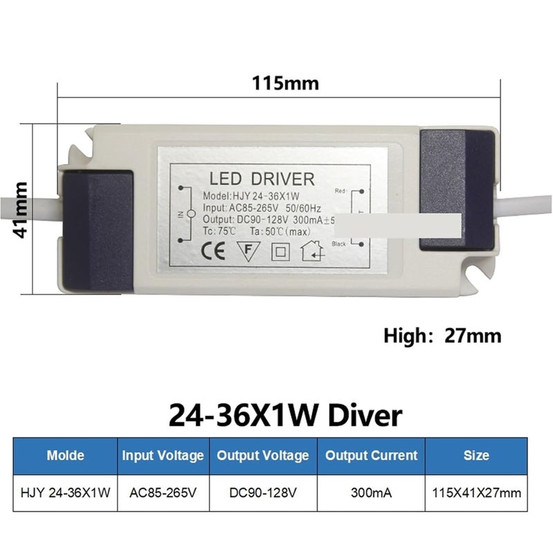 LED Driver Constant Current Power Supply 85 265V 24 36W 300mA For Downlight Bulb - Image 2